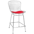 thumbnail image 4 of mid century modern chrome wire counter stool (red), 4 of 11
