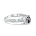 thumbnail image 7 of Halo Round Engagement Ring Rainbow CZ 925 Sterling Silver Size 12, 7 of 7