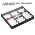 thumbnail image 4 of 18-Slot Sunglasses Organizer Box, Multiple Eyeglass Display Case Dustproof Jewelry Storage Tray, Snap Closure, 4 of 5