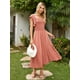 thumbnail image 2 of Vestido de verano con volantes misiales de manga corta A Line Rust XS para mujer, 2 of 7