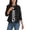 Black, variant on Women Jeans Jacket Solid Color Lapel Button Down Casual Long Sleeve Patchwork Pocket Coat Denim Jacket Outerwear