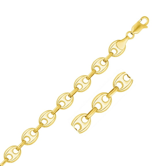 11.0mm 14k Yellow Gold Puffed Mariner Link Bracelet 8.5 in