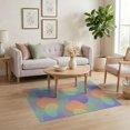 thumbnail image 3 of ODIKA 4'x6' Pastel Rainbow Tufted Washable Area Rug Abstract Design With Playful Curves And Swirls Ornamental Stain Resistant, Low Pile, Easy Care for Dorm Room, Small Living, 3 of 7
