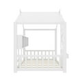 thumbnail image 6 of Bellemave Floor House Bed with Storage Shelf, Wood Twin Size Montessori Bed with Fence, Playhouse Beds Frame Can be Decorated, No Box Spring Needed（White), 6 of 8