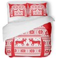 thumbnail image 1 of ABPHQTO Juego de ropa de cama de 3 piezas Suéter feo de Navidad con renos y copos de nieve Funda nórdica con patrón rojo y blanco con 2 fundas de almohada, 1 of 1