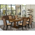 thumbnail image 3 of East West Furniture LALA7-81-47 7-Pc kitchen table set with Chairs Legs and Light Sable Linen Fabric parson dining chairs and kitchen dining table - Antique Walnut and Black Finish, 3 of 3