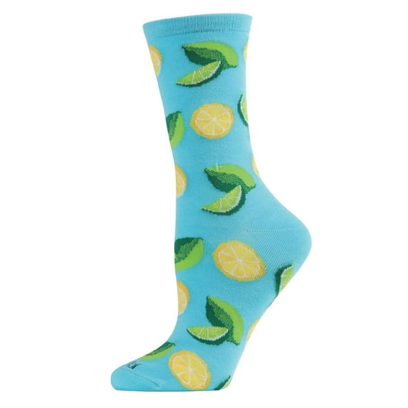 MeMoi When Life Gives You Lemons Bamboo Blend Crew Socks - Womens - Female, 9-11, Turquoise