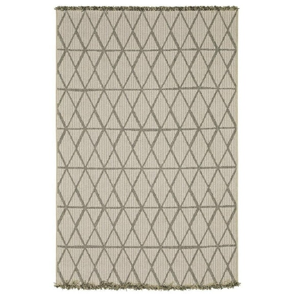 Oriental Weavers Gillian Indoor/Outdoor Rug - 1331V - 5'3" x 7'3" - in Beige/ Black - Classic Casual Style, Water, Stain and Fade Resistant, Hose Clean, Patio, Outdoor Living Area Rug