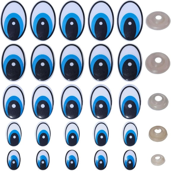 5 Sizes 130pcs Oval Safety Craft Eyes Plastic Craft Blue Eye Safety Eyes with Spacer for DIY Bear Puppet Plush Animal Making
