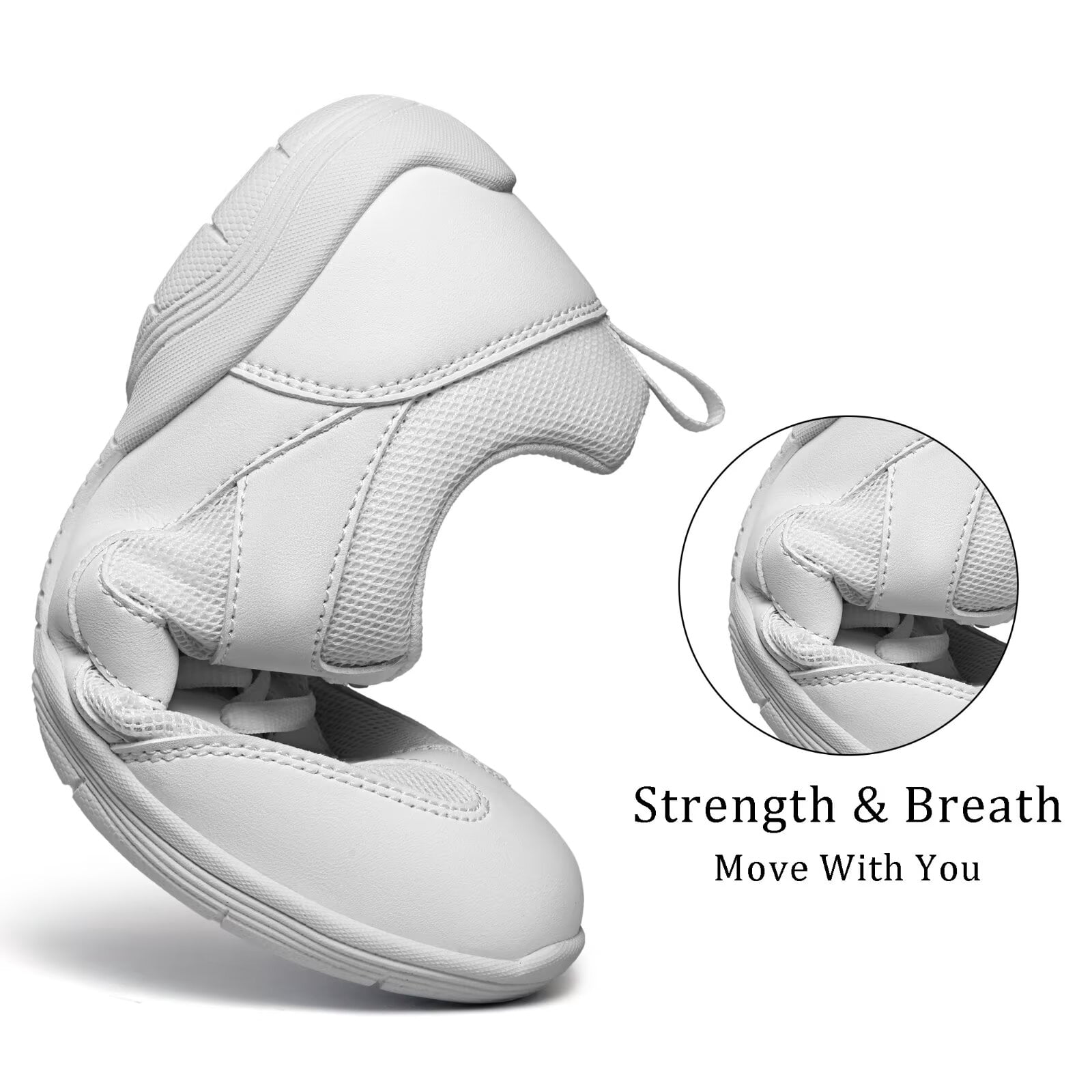 ARCLIBER White Cheer Shoes for Women Cheerleading Shoes Athletic Dance Shoes Training Breathable Lightweight Competition Tennis Sneakers 8M