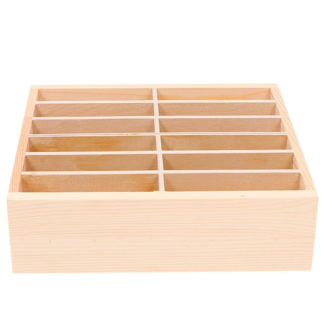 SHOWERORO Class Phone Storage Box Grid Wooden Desk Organizer Khaki Storage Classrooms 1Set