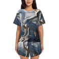 thumbnail image 1 of Xecao Mountain White Dragon Pattern Women's Short Sleeve Pajama Set Soft Sleepwear Lounge Set with Button Front Top and Drawstring Shorts with Pockets-Small, 1 of 6