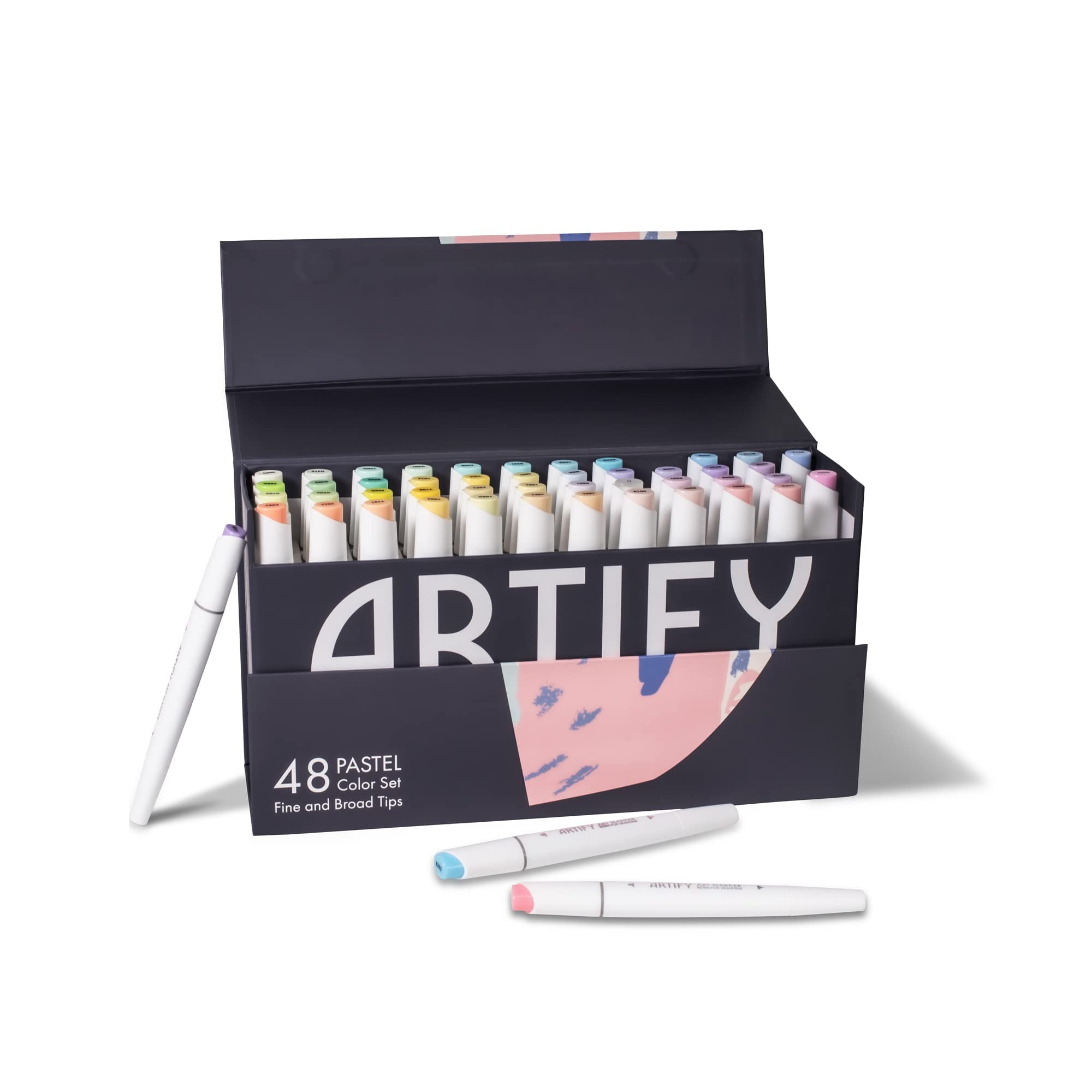 ARTIFY 48 Pastel Colors Art Markers, Fine & Broad Dual Tips Professional  Artist Markers in Case, Drawing Marker Set with Carrying Case