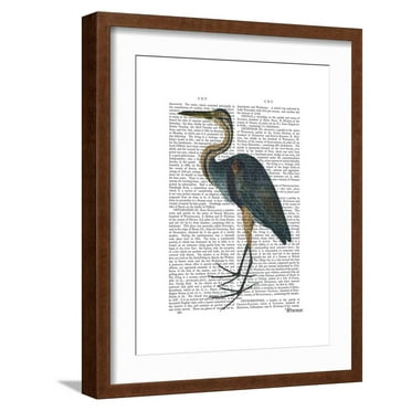 Art.com Blue Heron 3 Art Print by Fab Funky, Brown Frame Wall Art, 17" x 21"
