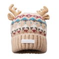 thumbnail image 4 of XIAOCHA Women’S Reindeer‑Antler Beanie，Fair‑Isle‑Knit Fall‑Winter Outdoor Toque,Khaki, 4 of 4