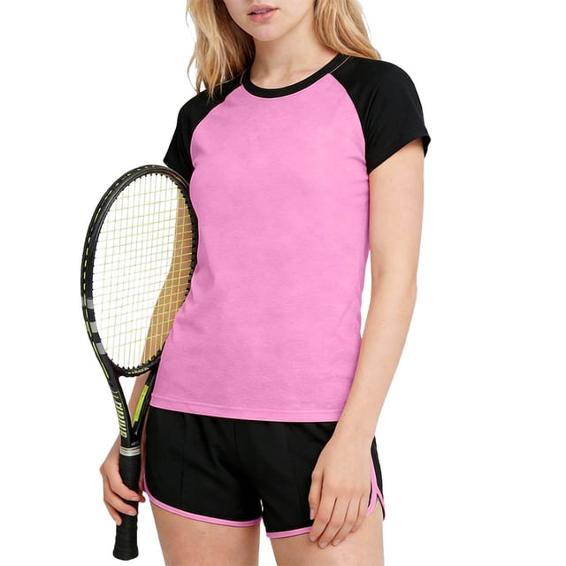Odeerbi Juegos Atléticos Secos Rápidos Para Niñas Camiseta de Manga Raglan Dolphin Shorts Ropa Deportiva Respirable Conjunto Para 3-15 Años