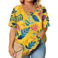 thumbnail image 3 of TQWQT Plus Size Tops for Women Short Sleeve Summer T Shirts Floral Print Blouses V-Neck Criss Cross Tunic Loose Casual Tunic Tops L, 3 of 6