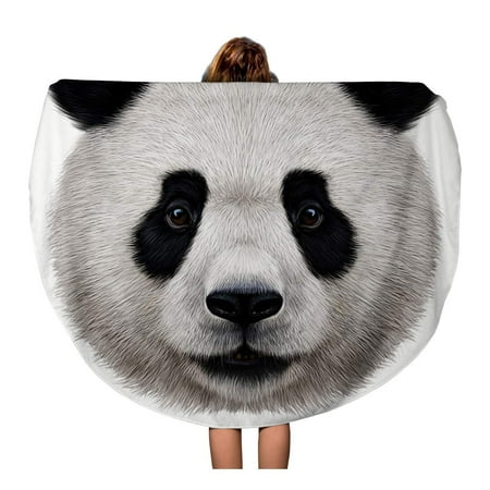 Beach Towels Cute LADDKA 60 inch Round Beach Towel Blanket Face Portrait of Panda Bear Wild Realistic Cute Travel Circle Circular Towels Mat Tapestry Beach Throw ()