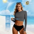 thumbnail image 2 of MGDXOX Women's 2 Piece Long Sleeve Rash Guard Swimsuit UPF 50+ Cropped Rashguard Top with High Waisted Bottom Athletic Swimwear for Surfing Diving Gray XL, 2 of 6