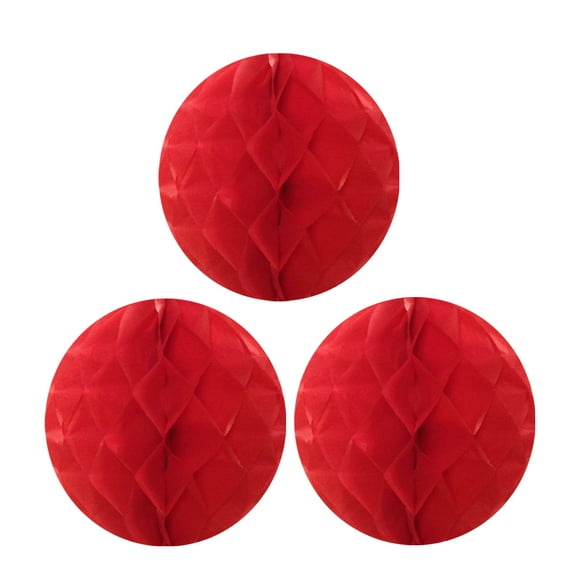 Wrapables® 10" Set of 3 Tissue Honeycomb Ball Party Decorations for Weddings, Birthday Parties, Baby Showers, and Nursery Décor, Red