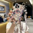 thumbnail image 1 of Funda de teléfono con cordón y correa de muñeca, carcasa con flores brillantes para iPhone 13, 14, 12, 11 Pro Max, X, XR, XS Max, 7, 8 Plus, SE 2020 Fivean unisex, 1 of 2