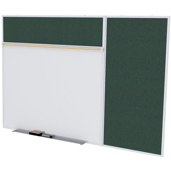 Ghent's Vinyl 4' x 16' Bulletin & Mag. Whiteboard B-Set in Ebony Brown