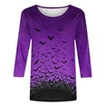 thumbnail image 5 of NSLGXD Plus Size Women's Tshirts 3/4 Sleeve Crew Neck Black Bats Print Spooky Halloween Lightweight Tees S-5XL, 5 of 5