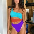 thumbnail image 2 of Conjunto de traje de baño de Bikini calado todo en uno cómodo sin espalda con empalme de Color sólido para mujer con estilo OAVQHLG3B Store  lin121212, 2 of 4