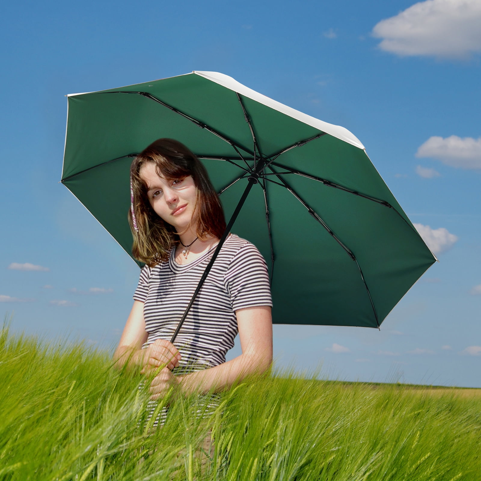 G4Free UPF 50+ UV Protection Large Travel Umbrella 42/46 Inch Auto Open Close Windproof Sun Blocking Umbrella