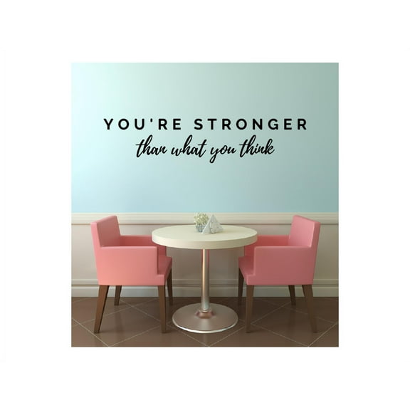 Stronger Than What You Think Quote Fitness Workout Success Motivation Quotes Wall Decal Healthy Lifestyle Girls / Boys Gym Home Sports Room Decor Vinyl Wall Art Stickers Decoration Size (8x10 inch)