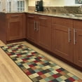 thumbnail image 2 of Ottomanson Non-Slip Kitchen Runner Rug 1'10.5" x 6' – Low Pile Stain Resistant Floor Mat, Checkered Multicolor, 2 of 13