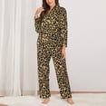 thumbnail image 2 of Salouo Leopard Print Pattern Women's Pajamas Set Long Sleeve Button Down Sleepwear Soft Pj Lounge Sets for women 2 Piece Pjs Set with Long Pants -, 2 of 7