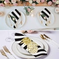 thumbnail image 2 of Cloth Napkins Set of 8 - 20x20 Inches, Pineapple Washable Reusable Table Napkins, Modern Abstract Fruits Black White Stripe Soft & Absortbent Dining Napkin for Party Wedding Hotel Restaurant, 2 of 8