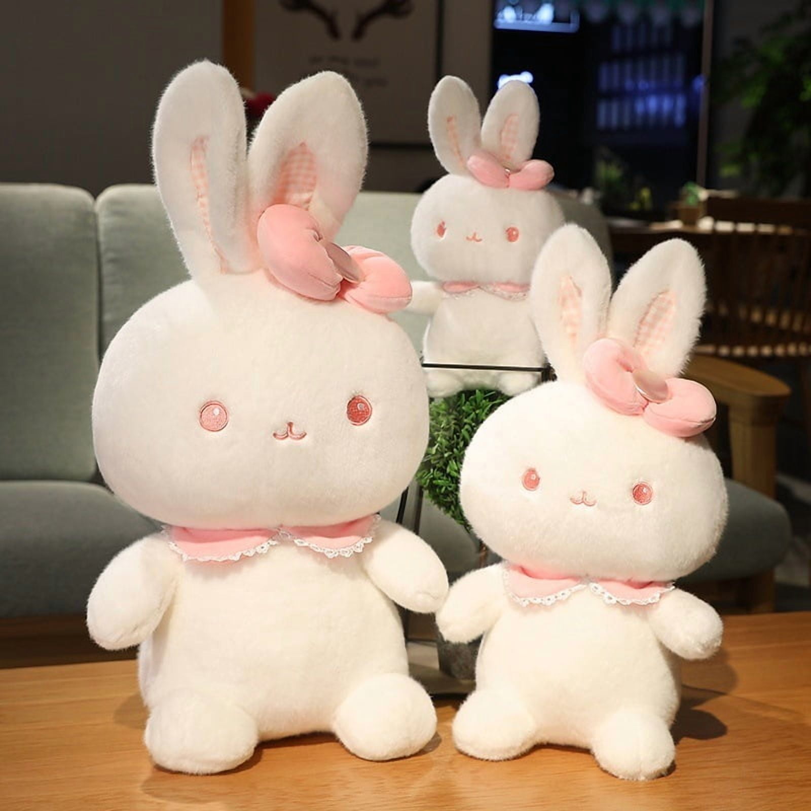 Easter Bunny Plush Toy, Realistic Bunny,Decorations Cute Animal Large Rabbit Stuffed Doll Easter Basket Stuffers Gift for Kids (15.7 in),Pink