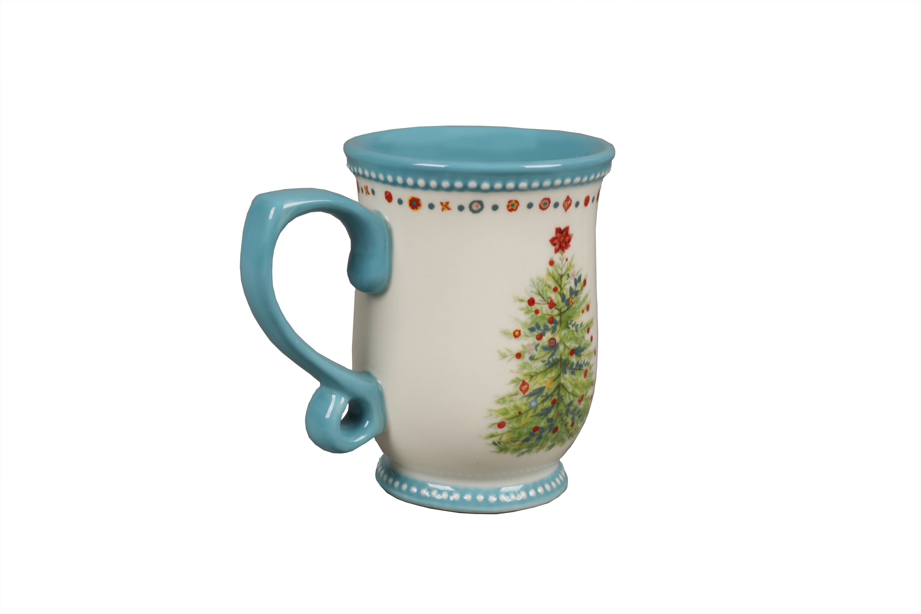 The Pioneer Woman Cheerful Rose Teal 4-Piece 14 Oz Mug Set NEW Christmas Holiday 
