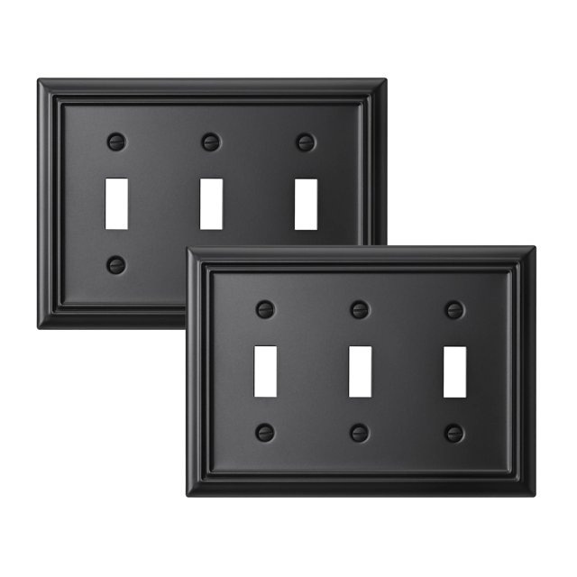Wallplates DEWENWILS de metal negro con triple palanca, paquete de 2