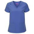 thumbnail image 2 of M&M SCRUBS Women's PETITE Scrub Set Breathable Cool Stretch Fabric Scrub Top and cargo Pant Set (Ceil Blue, X-Small-Petite), 2 of 6