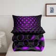 thumbnail image 4 of Erosebridal Black And Purple Comforter Set King 3D Neon Geometric Bedding Sets Teen Women ,Abstract Geometry Honeycomb Bed Set Soft Lightweight Quilt Set For All Season,2 Pillow Cases, 4 of 7
