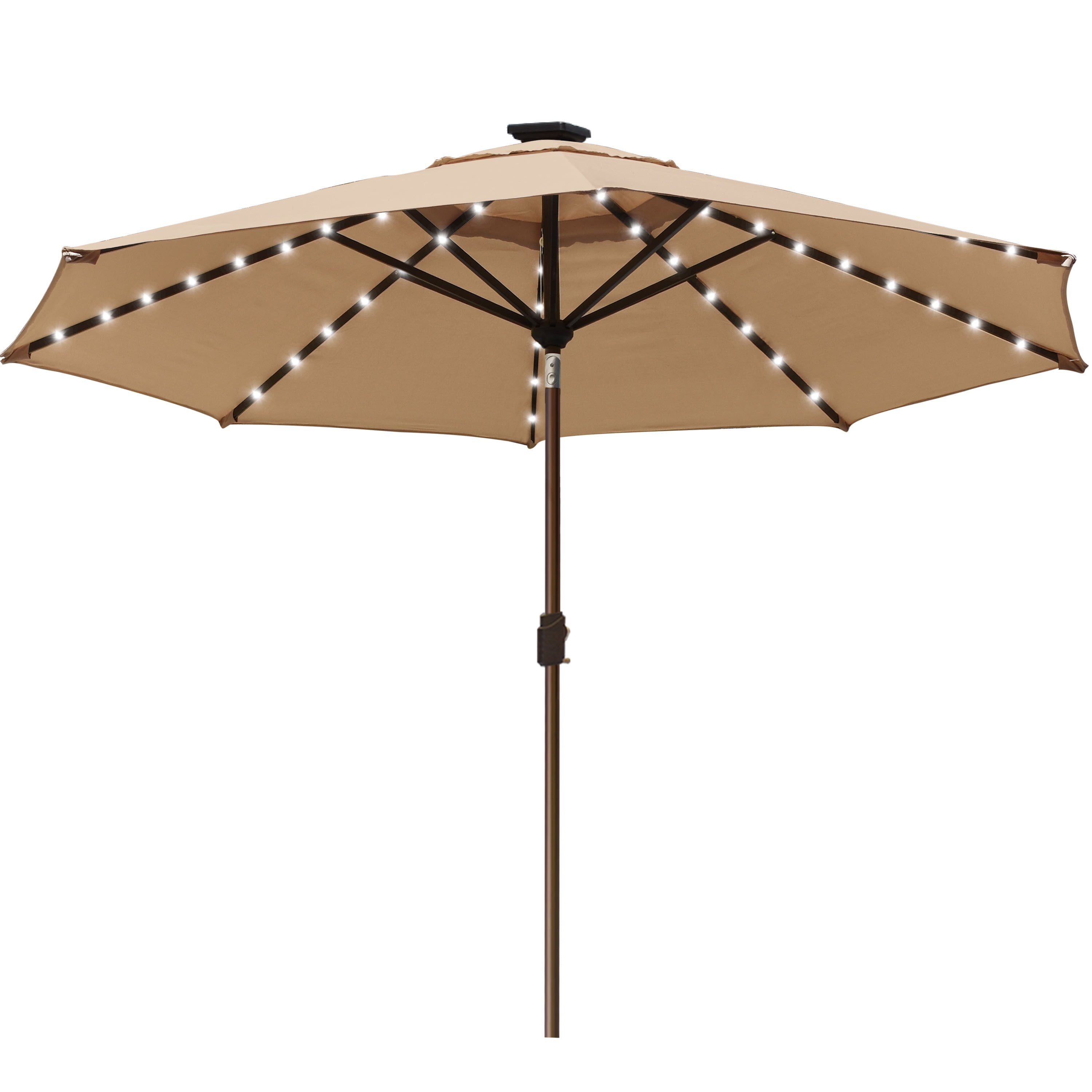 EliteShade Sunbrella Solar Umbrellas 9ft Market Umbrella with 80 LED Lights Patio Umbrellas Outdoor Table Umbrella（Blue）