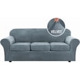 thumbnail image 1 of 4 Pieces Thick Velvet Sofa Covers Couch Covers for 3 Cushion Couch Sofa High Stretch Slipcovers Furniture Protector Form Fit Luxury Couch Cover for Dogs Width Up to 90 Inch, 1 of 7
