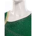 thumbnail image 5 of Lejafay Women's Shiny Rhinestone Lyrical Dance Dress Sleeveless Figure Skating Dress Green M, 5 of 7