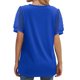 thumbnail image 4 of Blusa holgada informal con cuello en V y mangas abullonadas para mujer en color azul real, talla L, estilo veraniego, 4 of 6