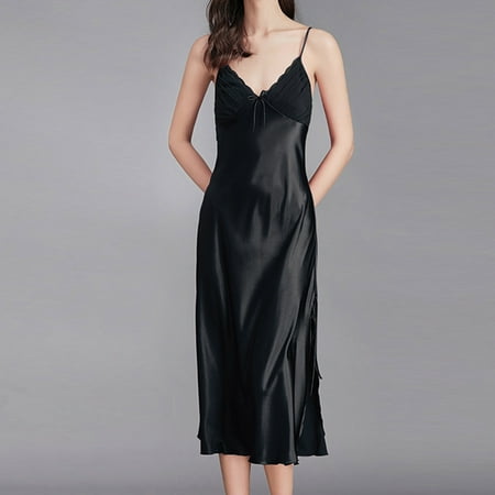 RYDCOT Satin Nightgown for Women Silk Slip Sleep Dress Satin Pajama Dress Camisole Midi Nightdress 2024 V-Neck Silky Negligee Lingerie Dress Sale or Clearance