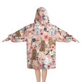 thumbnail image 2 of Poodle Dog and Flower Floral Blanket Hoodies for Kids 6-13YR Oversize Wearable Blanket Hoodies for Boys Girls Teens, 2 of 7