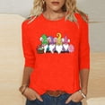 thumbnail image 2 of Hauts pour Femmes Imprimé Col Rond Pâques Imprimé Manches 3/4 T-Shirt Col Rond Chandail, T-Shirts pour Femmes, Hauts de Pâques pour Femmes, Pulls pour Femmes, 2 of 5