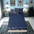 thumbnail image 4 of meiyoeat Soccer Letter L Zipper Comforter Set with Fitted Sheet and 2 Pillowcases for Kids, Sports Football Zipper Bedding Set for Bedroom, Navy Blue, Blue Reversible, 3-Piece, 4 of 6