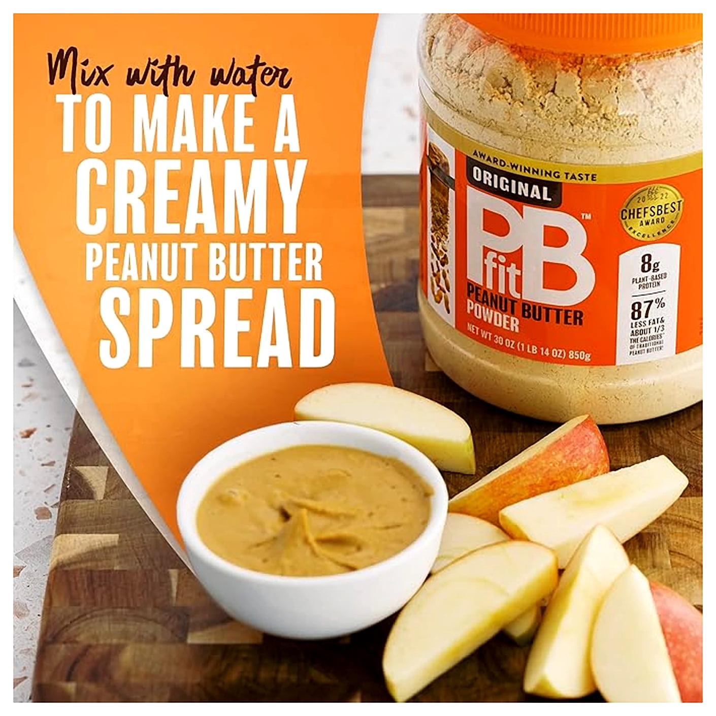 PBfit All-Natural Peanut Butter Powder, Powdered Peanut Spread From Real Roasted Pressed Peanuts, 8g of Protein, 30 Ounce (Pack of 1)