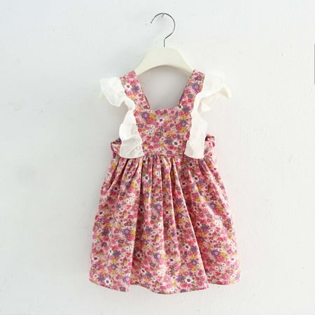 

Summer Baby Girls Sleeveless Lace Suspender Dress Floral Children s Clothing