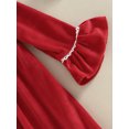 thumbnail image 4 of Faithtur Robe Fille Enfant Manches Longues Col à Revers Boutons Taille Haute Évasée Décontractée Fête Robe Rouge, 4 of 7