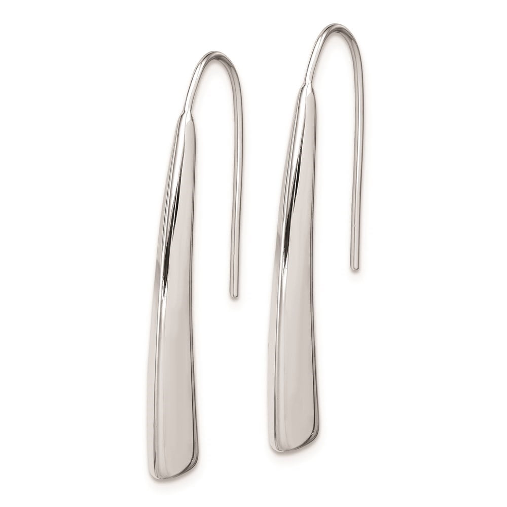 Diamond2Deal 925 Sterling Silver Polished Rhodium Plated Fancy Bar Thread Earrings for Women (L- 1.46 inch, W- 0.2 inch)